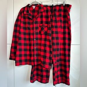 Men’s Christmas Pajamas 2 Piece Set Buffalo Check Plaid Black Red XXL Target